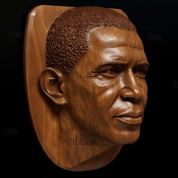 Barack Obama head 2 stl model for CNC