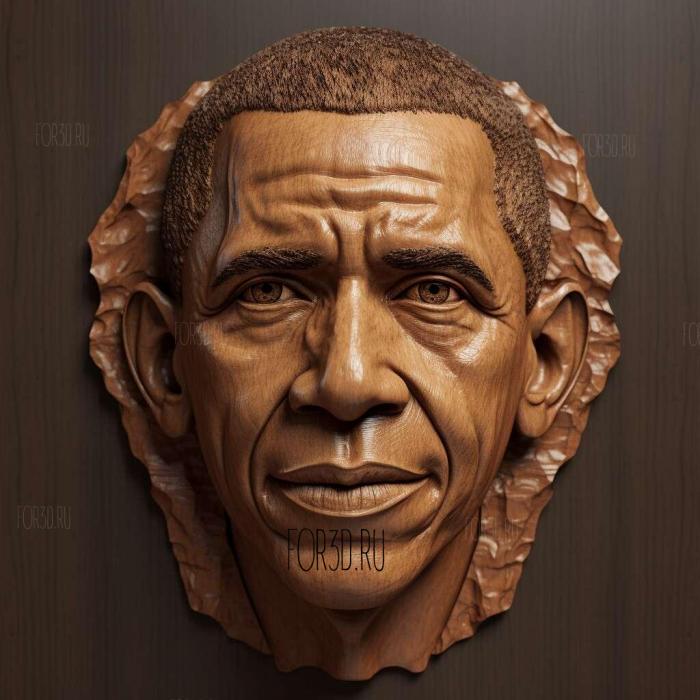 Barack Obama head 3 stl model for CNC
