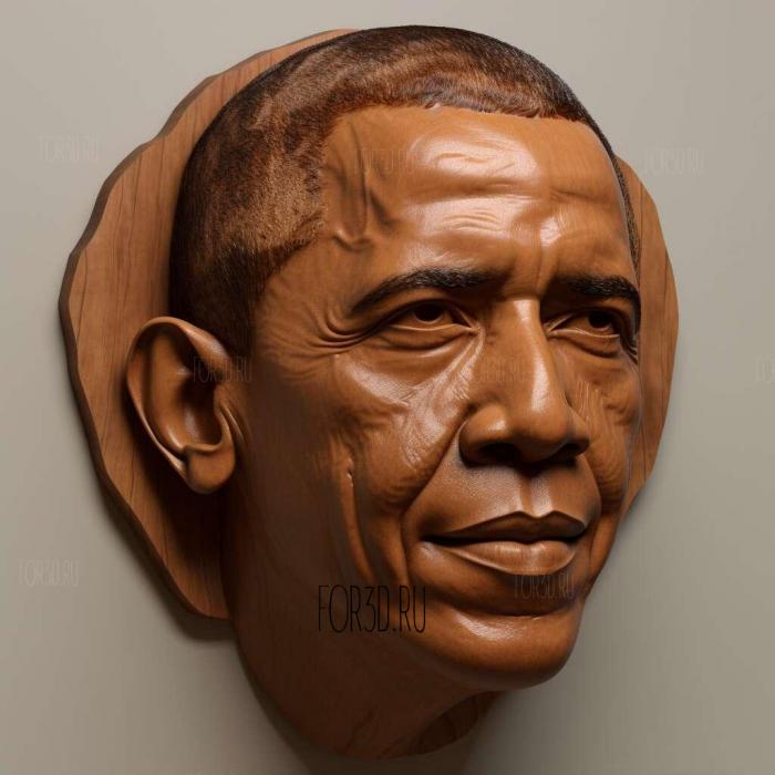 Barack Obama head 4 stl model for CNC