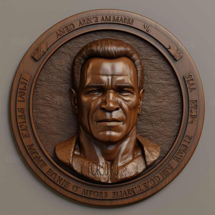 3d Model Arnold Schwarzenegger Medallion 2 1 3d stl модель для ЧПУ