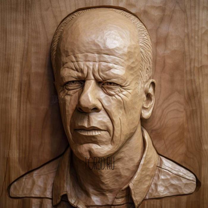 Bruce Willis in a T shirt 3 stl model for CNC
