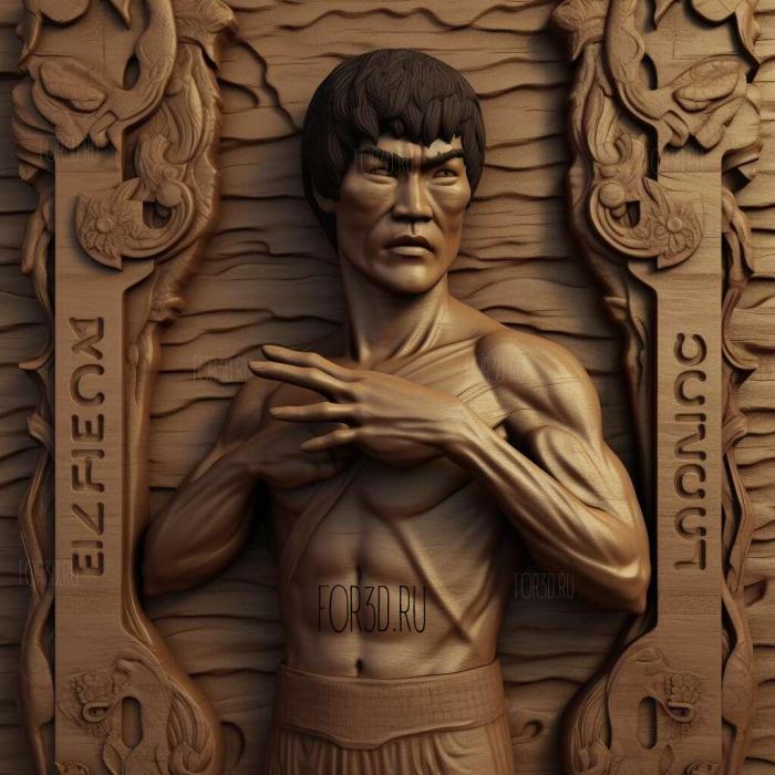 Bruce Lee with nunchucks 1 stl model for CNC