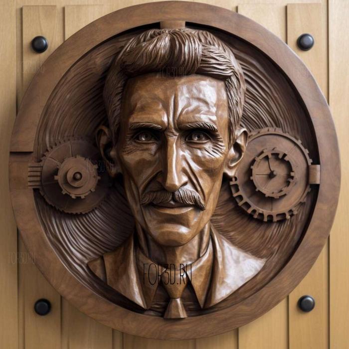 Nikola Tesla eyes to the side 1 stl model for CNC