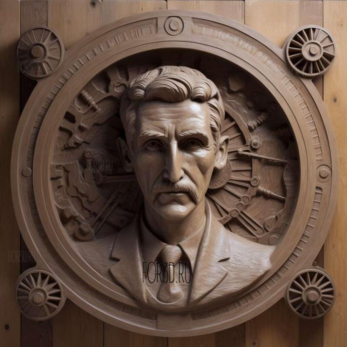 Nikola Tesla eyes to the side 4 stl model for CNC