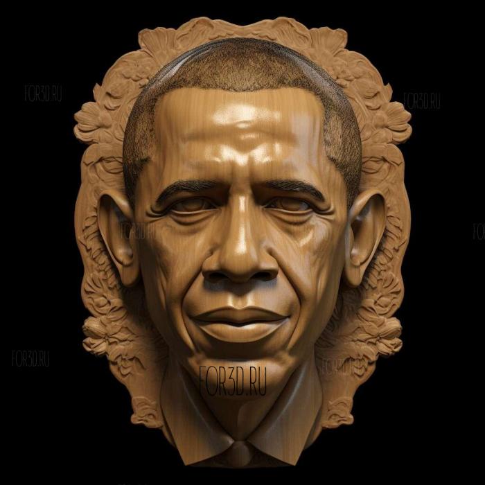 Barack Obama head 1 stl model for CNC