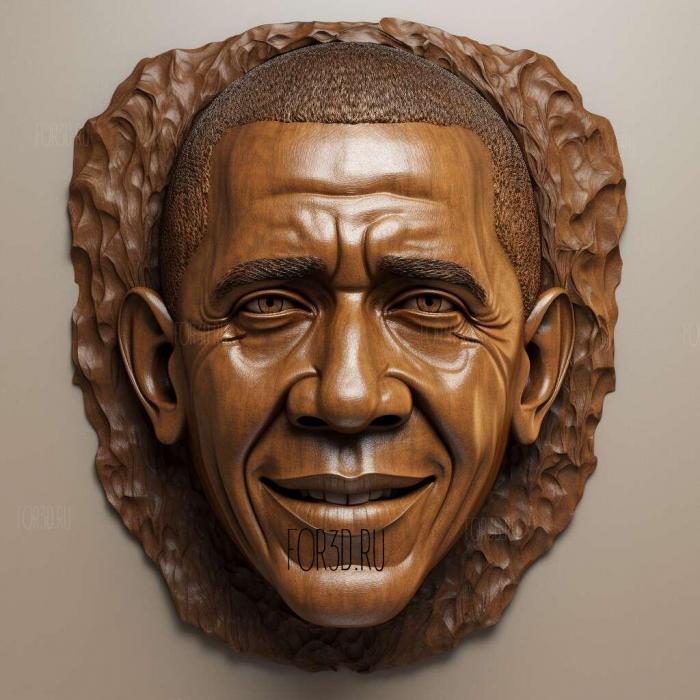 Barack Obama head 2 stl model for CNC