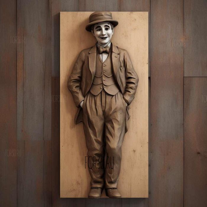 Charlie Chaplin Standing 3 stl model for CNC