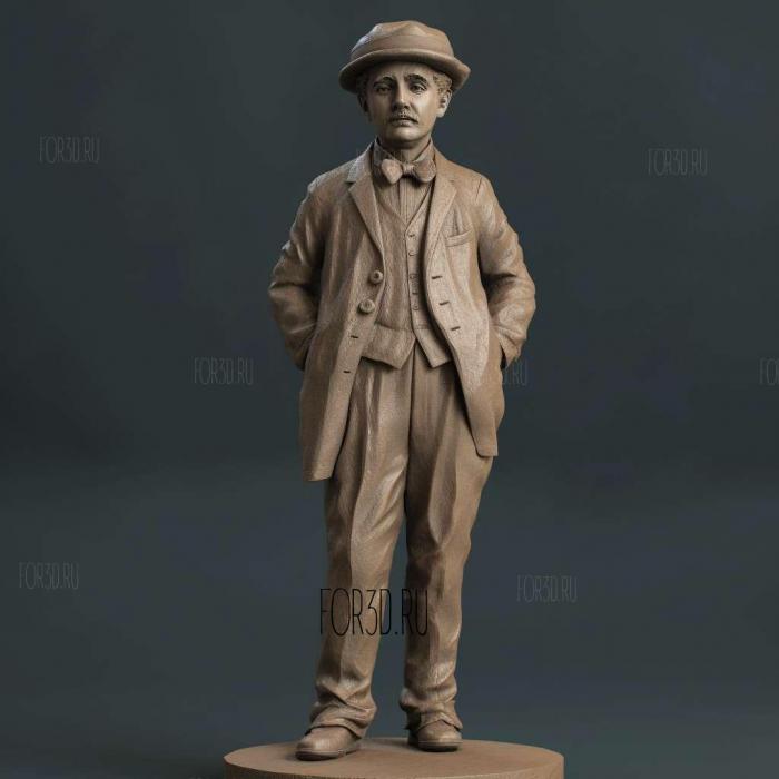 Charlie Chaplin Standing 4 stl model for CNC