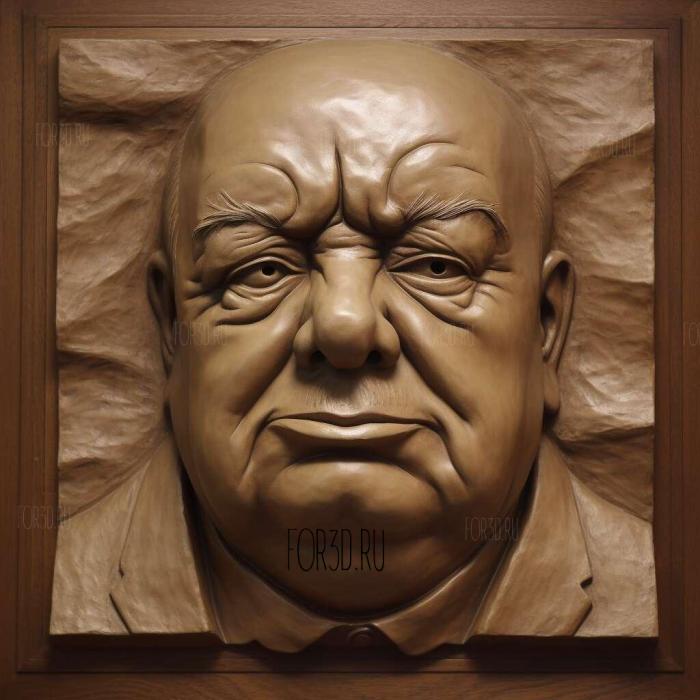 Winston Churchill 1 stl model for CNC