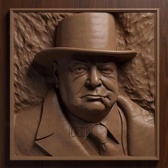 Winston Churchill 2 stl model for CNC