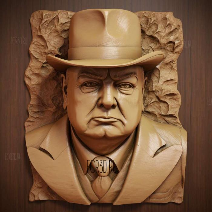 Winston Churchill 3 stl model for CNC