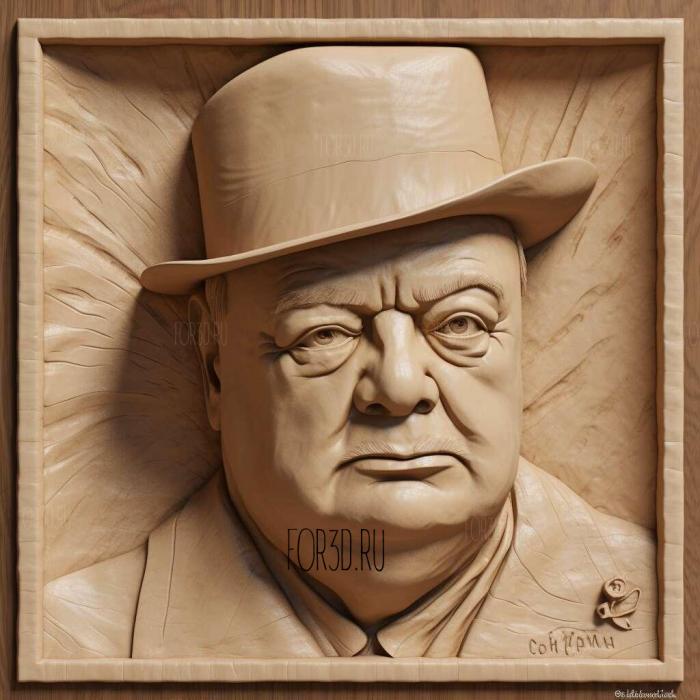 Winston Churchill 4 stl model for CNC