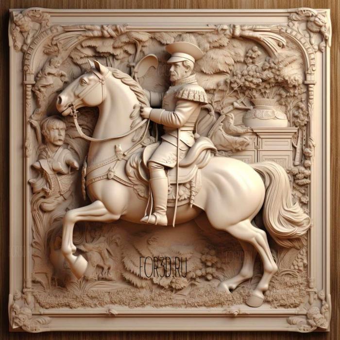 Napoleon on a Horse 4 stl model for CNC