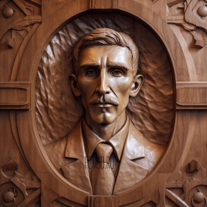 Bust of Nikola Tesla 1 stl model for CNC