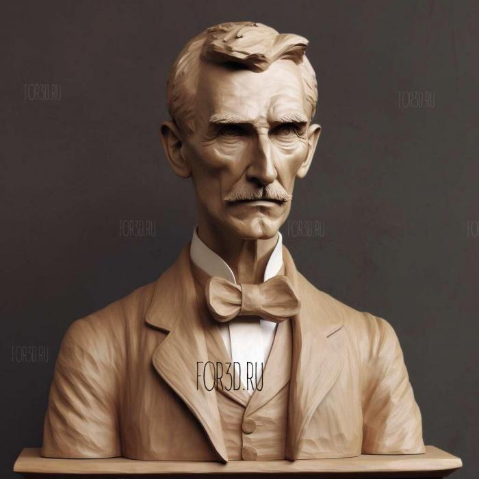 Bust of Nikola Tesla 2 stl model for CNC