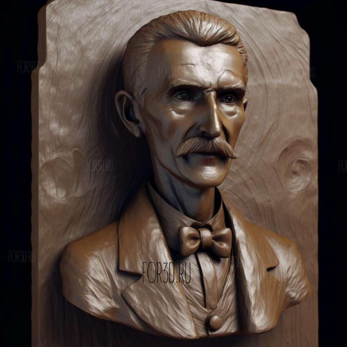Bust of Nikola Tesla 3 stl model for CNC
