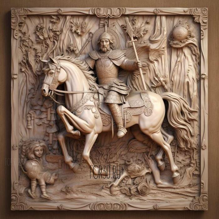 St george the victorious 3 stl model for CNC