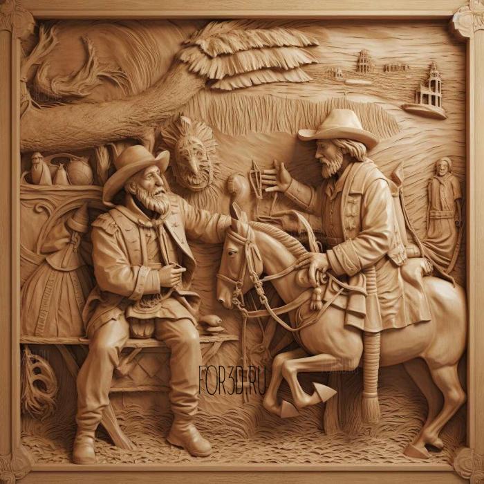 Don Quichotte et Sancho Panza 3 stl model for CNC