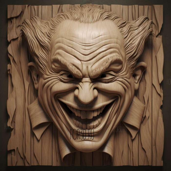 st Joker grinning 4 stl model for CNC