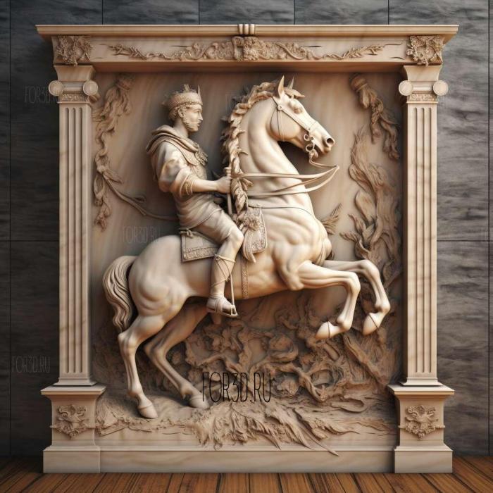 Equestrian statue of Napoleon 1 stl model for CNC