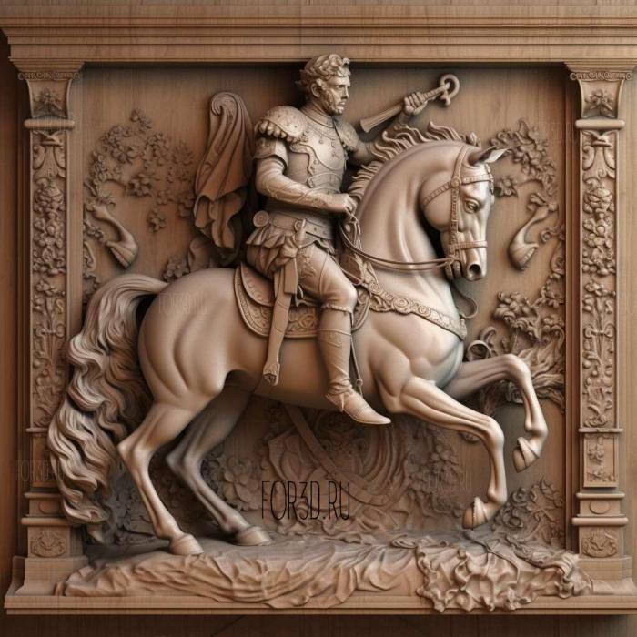 Equestrian statue of Napoleon 4 stl model for CNC