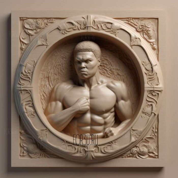 Muhammad Ali in the ring 4 stl model for CNC