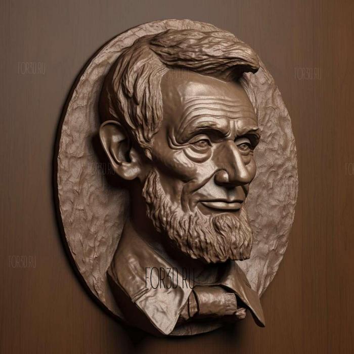 Abraham Lincoln head 3 stl model for CNC