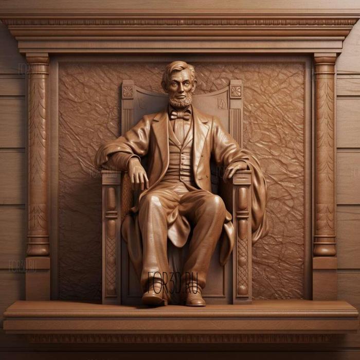 Abraham Lincoln with podium 2 stl model for CNC