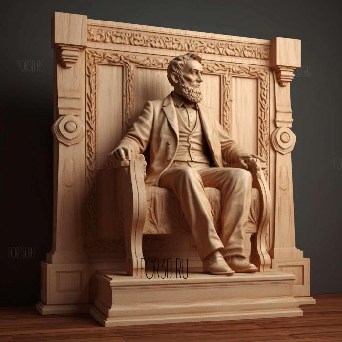Abraham Lincoln with podium 3 stl model for CNC