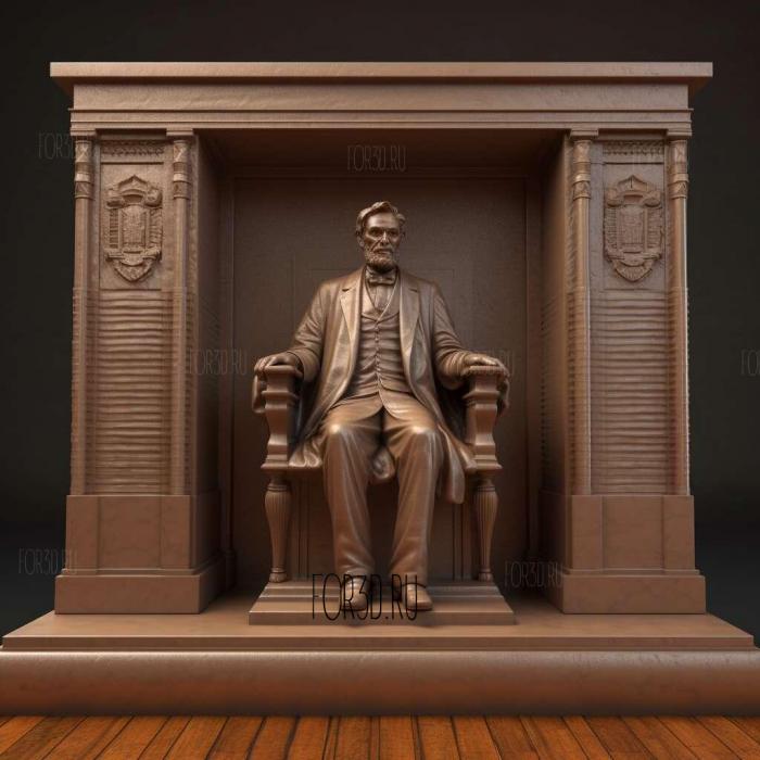 Abraham Lincoln with podium 4 stl model for CNC