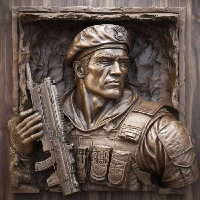 Commando arnold schwarzenegger 3 stl model for CNC