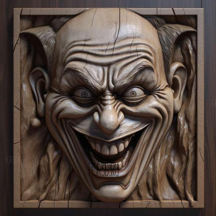 Joker in expression 1 stl model for CNC