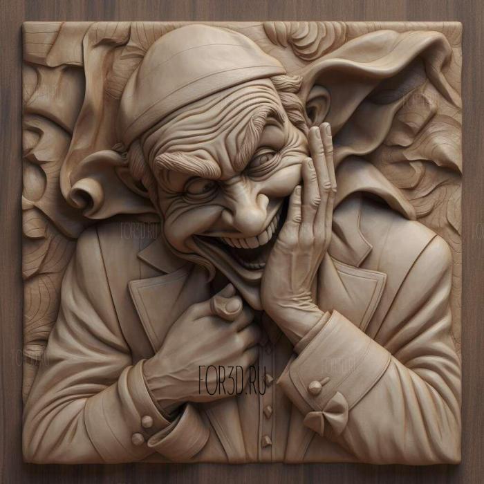 Joker in expression 3 stl model for CNC