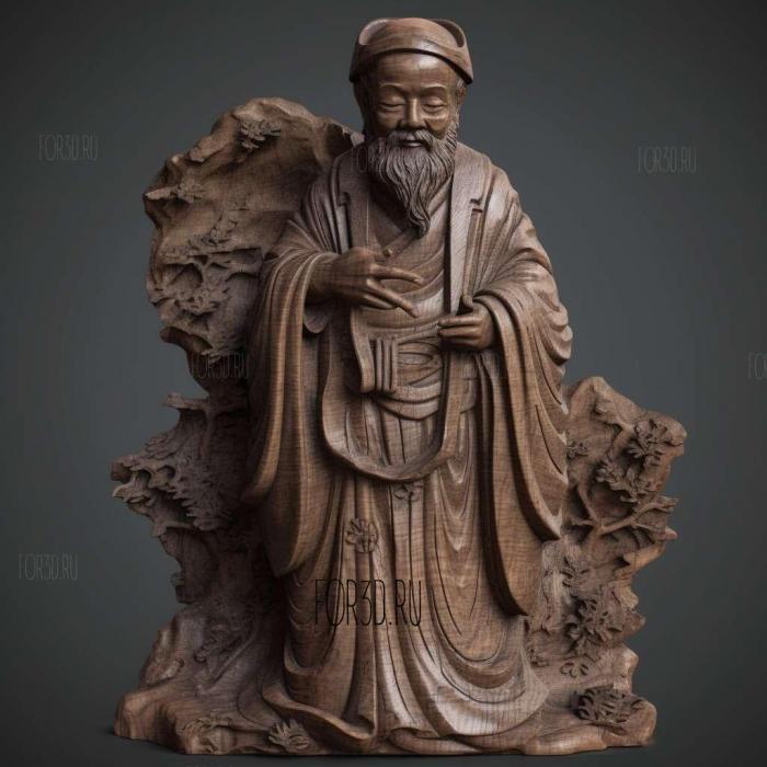 Suminokura Ryi statue photogrammetry scan 4 stl model for CNC