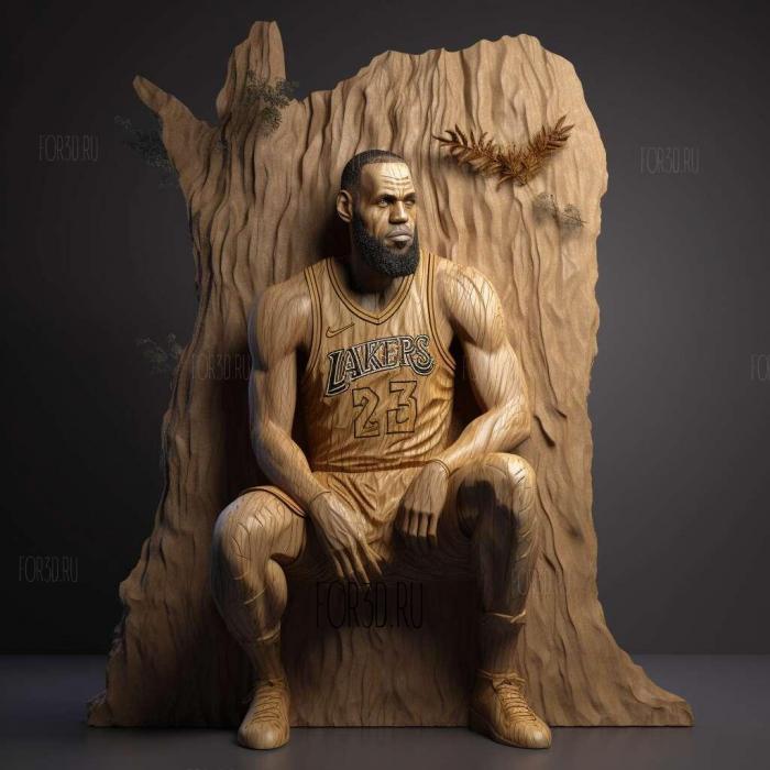 Lebron James in Lakers jersey 3 stl model for CNC
