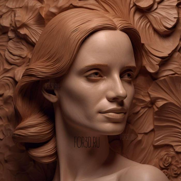 Jessica Chastain 1 stl model for CNC