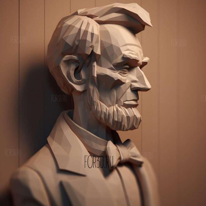 Abraham Lincoln caricature low poly 3d asset 1 stl model for CNC