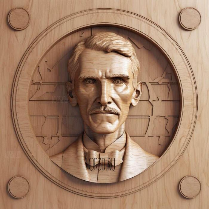 Nikola Tesla eyes to the side 1 stl model for CNC