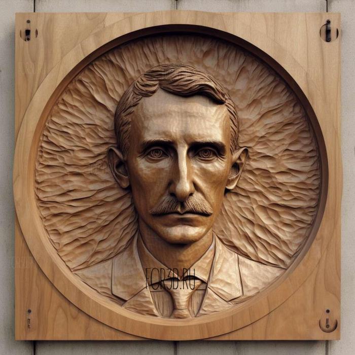 Nikola Tesla eyes to the side 2 stl model for CNC