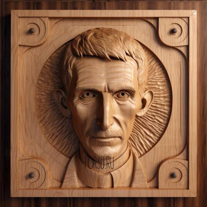 Nikola Tesla eyes to the side 3 stl model for CNC