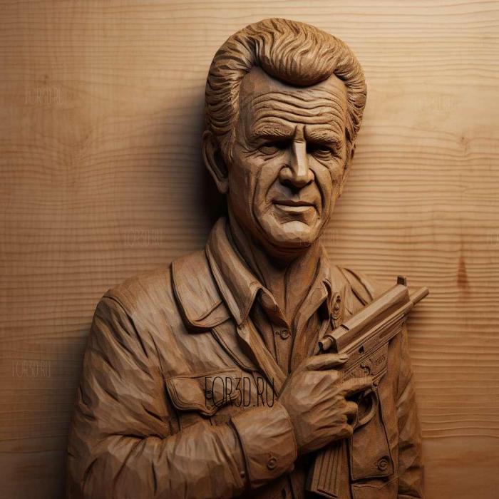 Mel Gibson with a gun 2 stl model for CNC