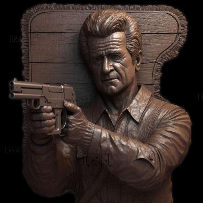 Mel Gibson with a gun 3 3d stl модель для ЧПУ