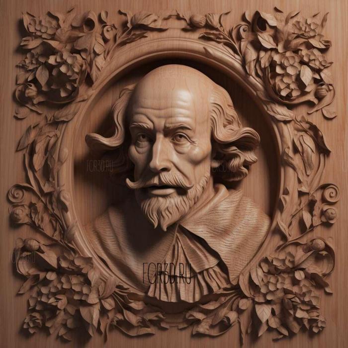 William Shakespeare 2 stl model for CNC