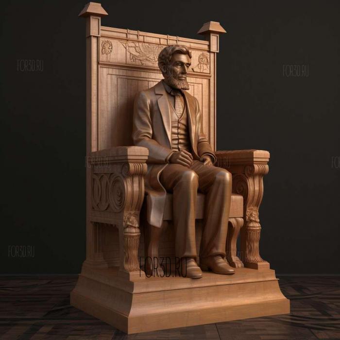 Abraham Lincoln with podium 2 stl model for CNC
