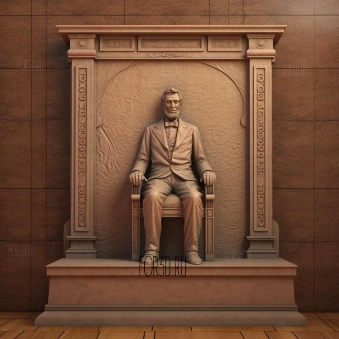 Abraham Lincoln with podium 4 stl model for CNC