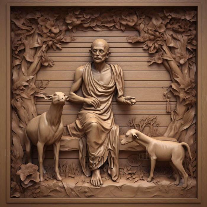 Gandhi with goat Delhi Museum of Gandhi 1 stl model for CNC