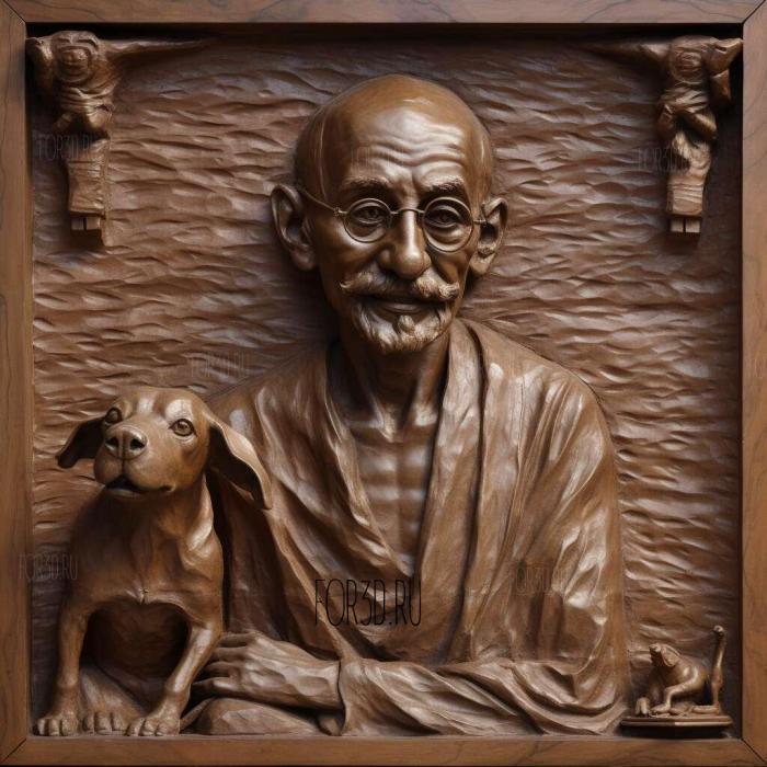 Gandhi with goat Delhi Museum of Gandhi 3 stl model for CNC