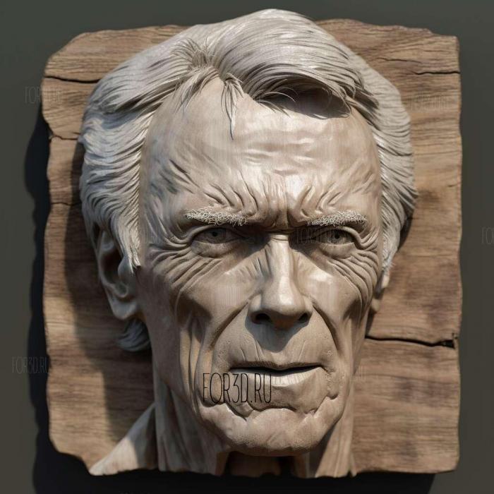 Clint Eastwood Head 2 stl model for CNC