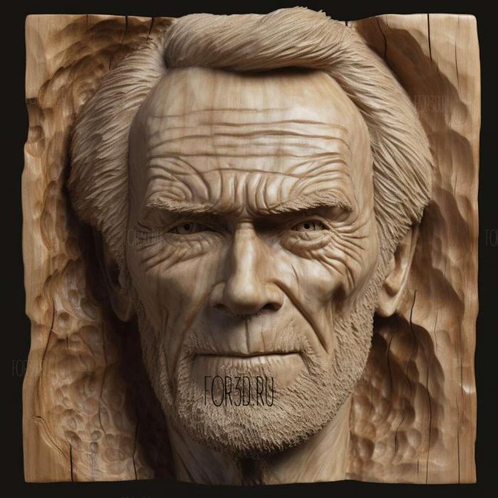 Clint Eastwood Head 3 stl model for CNC