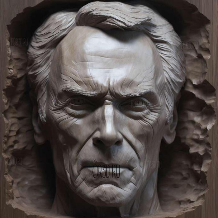 Clint Eastwood Head 4 stl model for CNC